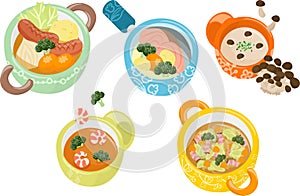 The various icons of delicious soup