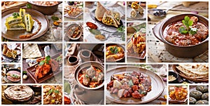 Various indian food buffet, collage photo