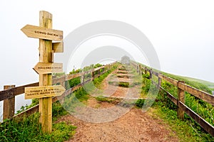 various indications of direction signs and distances from the islands of the Azores archipelago.