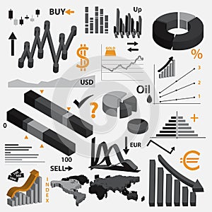 Various infographics 3d graphs for your business or stock market eps10