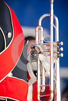 Various instruments and details from a music band of windband