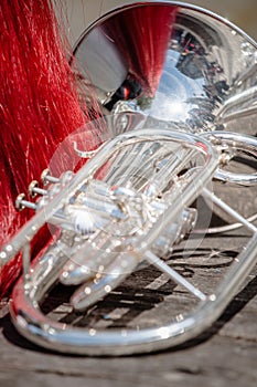 Various instruments and details from a music band of windband