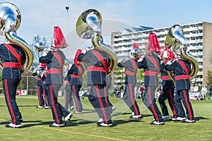 Various instruments and details from a music band of windband