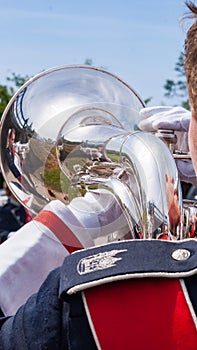 Various instruments and details from a music band of windband