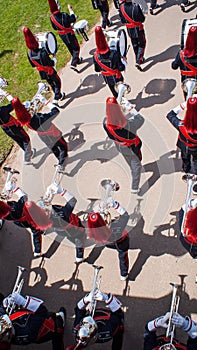 Various instruments and details from a music band of windband