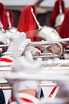 Various instruments and details from a music band of windband