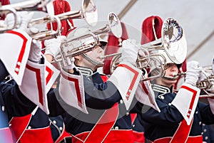 Various instruments and details from a music band of windband