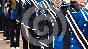 Various instruments and details from a music band of windband photo