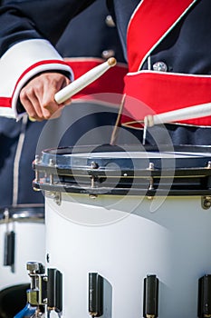 Various instruments and details from a music band of windband photo