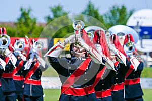 Various instruments and details from a music band of windband photo