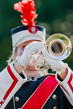 Various instruments and details from a music band of windband photo