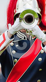 Various instruments and details from a music band of windband photo
