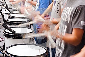 Various instruments and details from a music band of windband photo