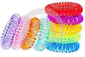Various isolated spiral hair ties