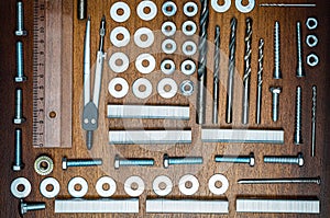 Various items and tools for measurements and home repairs