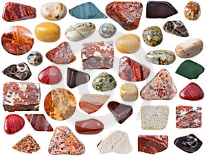 Various jasper natural mineral gem stones and rock