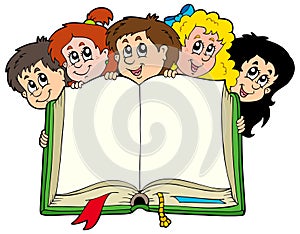 Various kids holding book