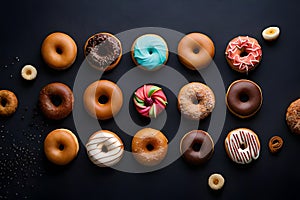 Various kinds of delicious donuts