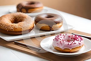 Various kinds of delicious donuts