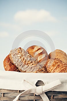 Various kinds of fresh bread. Shallow depth of field.