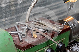 Various locksmith tools in the turning workshop