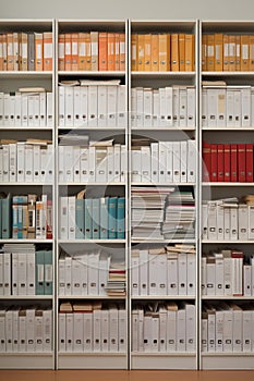 various medical record charts and folders in cabinet and on shelve sorted alphabetically and numerically