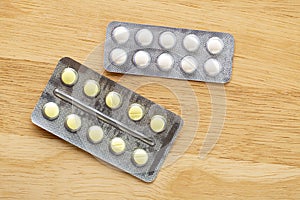 Various medicines in blister packaging