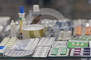 Various medicines on the counter pharmacy