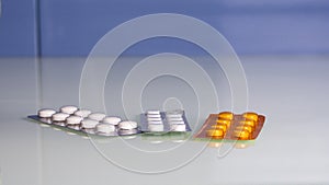 Various Medicines: Pills, Tablets In Blister Packs, Medications. Medicine Symbol
