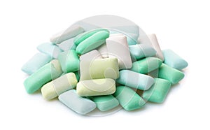 Various mint chewing gum pieces