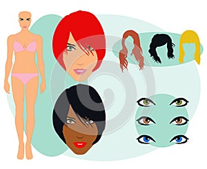 Various Model Hair and Features