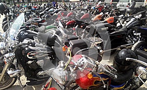 Various model of Harley Davidson easy rider motorcycle parking in the open area