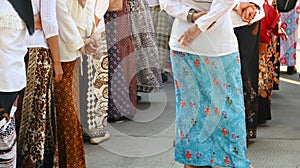 Various motifs of batik sarongs