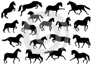 Various moving horses silhouette bundle
