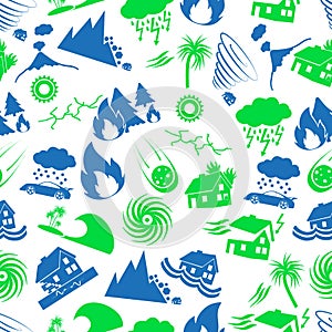 Various natural disasters problems in the world icons seamless pattern eps10 photo