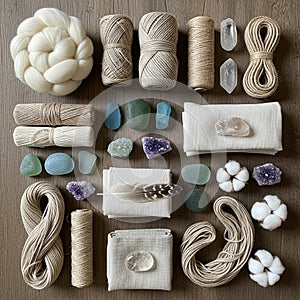 Placed alongside these items highlighting an earthy and textured