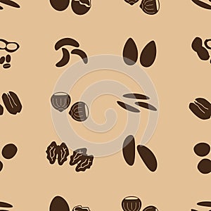 Various nuts types brown icons set