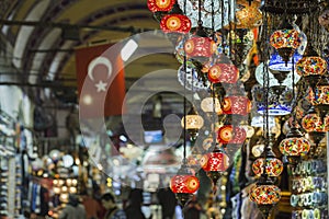 Various old lamps on the Grand Bazaar in Istanbul