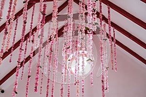 Various ornaments hanging from the ceiling