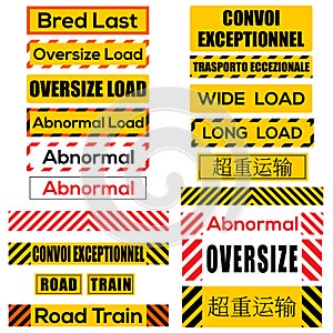 Various oversize load signs and symbols photo