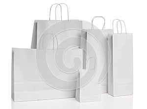 Various paper shopping bags isolated