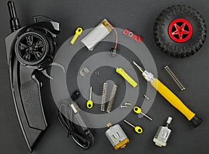 Various parts for radio-controlled models