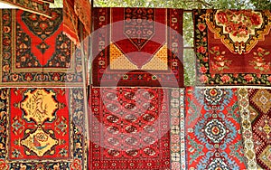 Various Patterns of Carpets at Vernissage Local Market in Downtown Yerevan, Armenia
