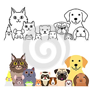 Various pet animals group set