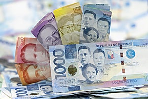 Various Philippine banknotes background images. Philippines peso