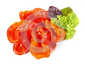Various pickled Peppers on white Background - Isolated