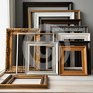 Various picture frames isolated on transparent background