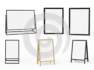 Various picture frames isolated on white background