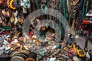 Various pieces of jewelry at the Jade Market, Hong Kong, Kowloon, Yau Ma Tei