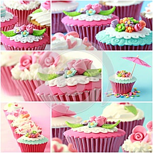 Various pinky and red cupcake, close up